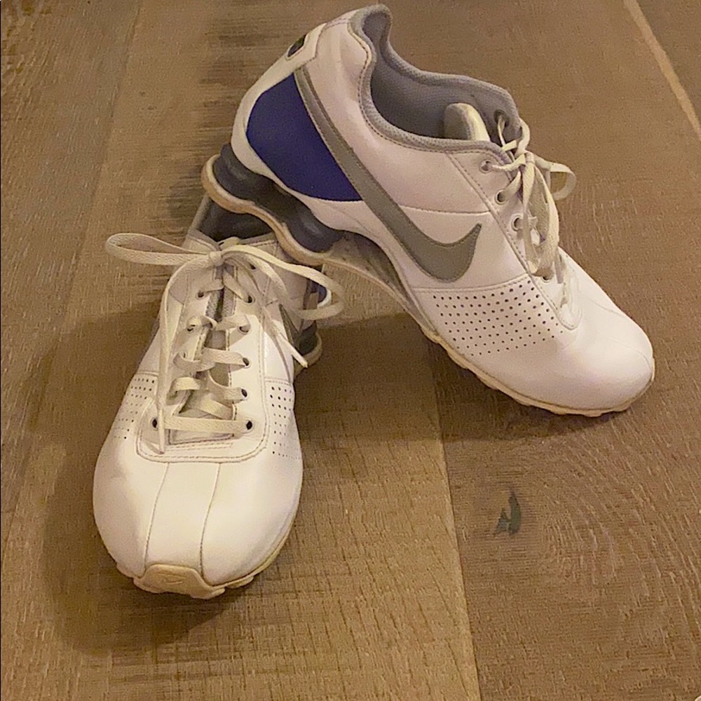 White Leather Nike Shox